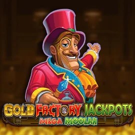 Gold Factory Jackpots Mega Moolah game by Aurum Signature Studios – logo hosted on Majestic Slots Casino